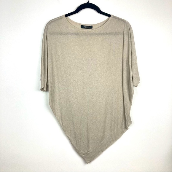 MAX MARA Metallic Dolman Sleeve Asymmetrical Lightweight Sparkly Sweater - Picture 11 of 11